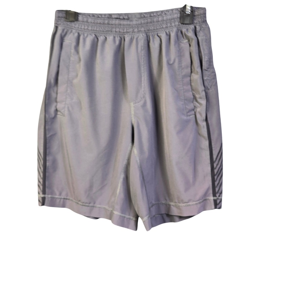 Lululemon Athletic Shorts Mens Medium Gray Striped Active Training Inseam 9"